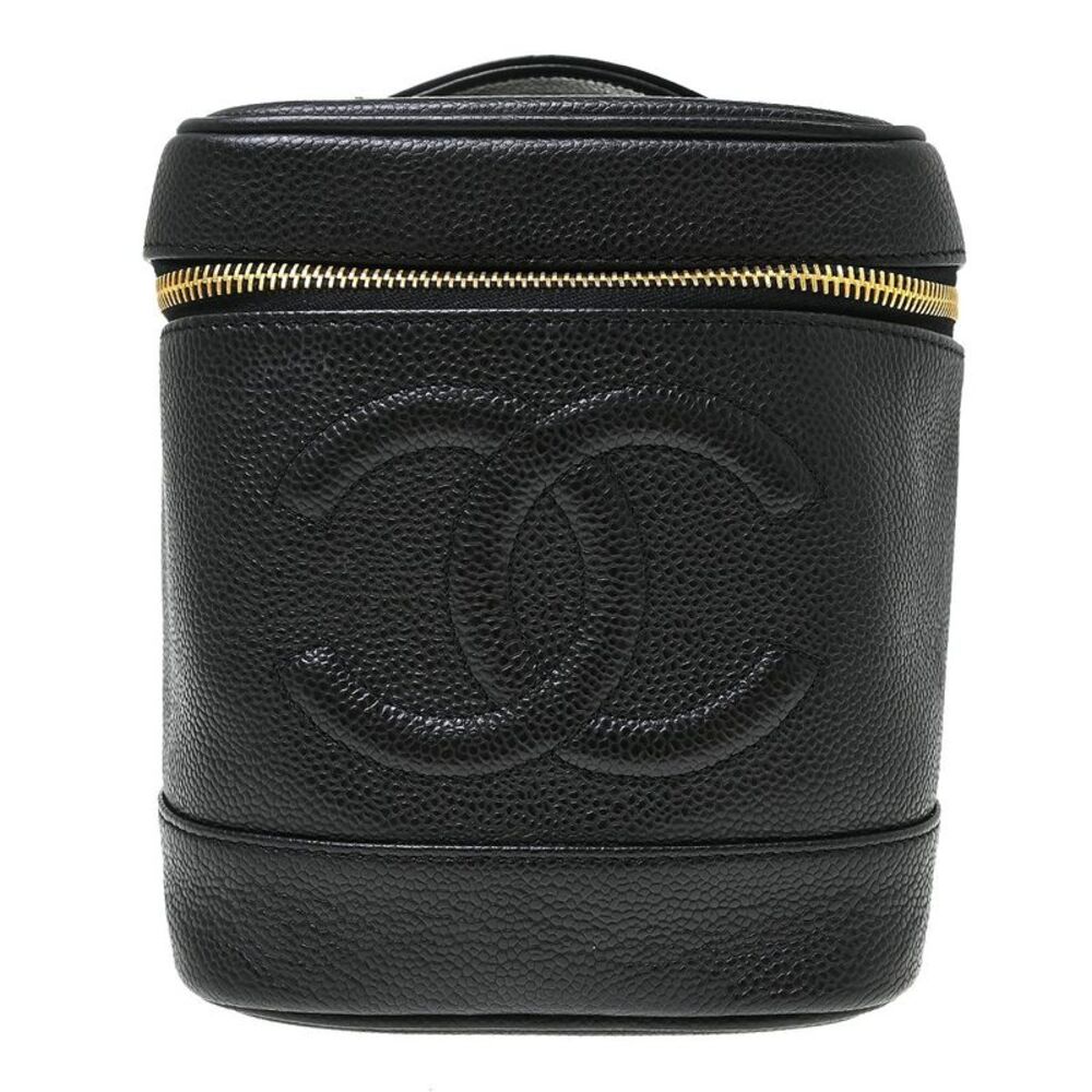 Chanel Vintage Timeless Cosmetic Case Caviar Black Leather Handbag